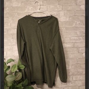 Olive Green Long Sleeve Henley Top